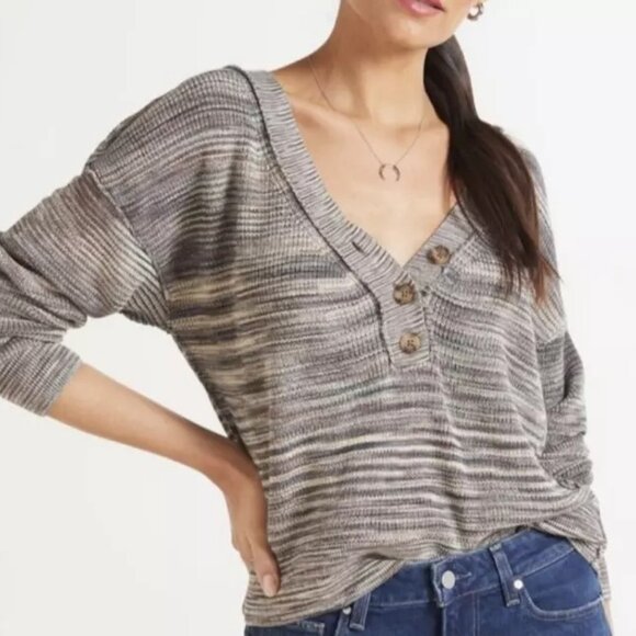 Free People Mercury Henley V Neck Size XS Cropped - Picture 1 of 6
